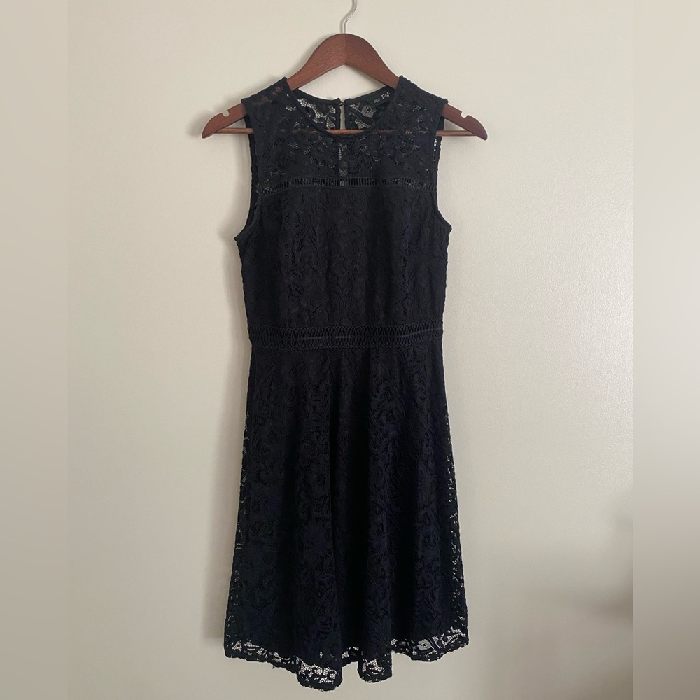 Solid Black Lace Occassion Dress